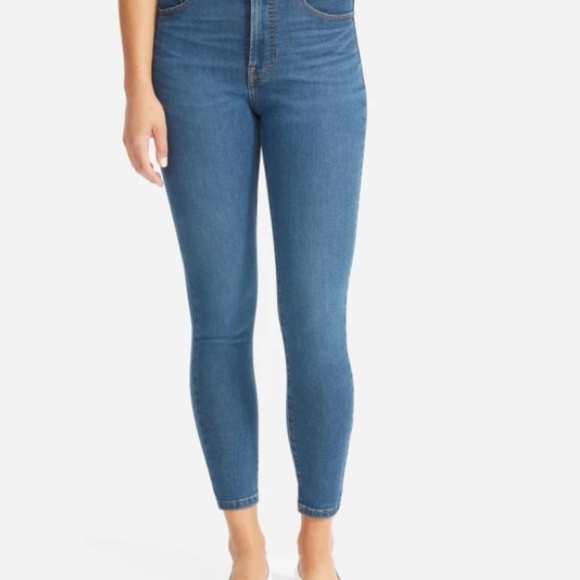 Everlane Authentic Stretch High-Rise Skinny, 24 Ankle, Mid Blue - Picture 1 of 10